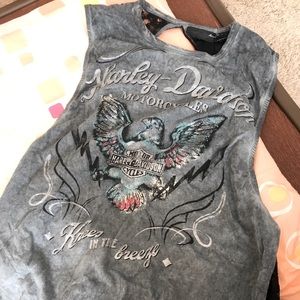 Harley womens lace back with rhinestones on front-